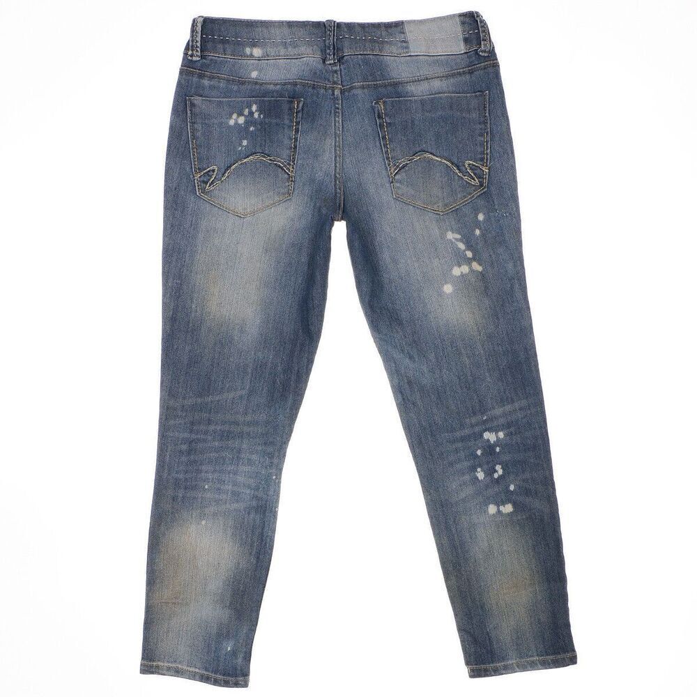 Mudd Jeans Juniors Size 11 Capri Distressed Splatter Dirty Wash Measures 30x24.5 - Picture 3 of 10
